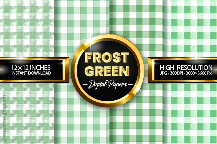 Frost Green Gingham Digital Papers 04 Variations example image 1