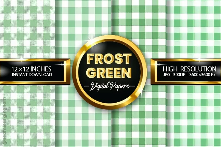 Frost Green Gingham Digital Papers 04 Variations