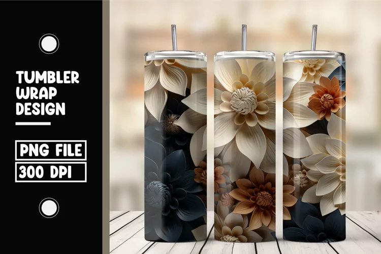 3d flower tumbler wrap sublimation