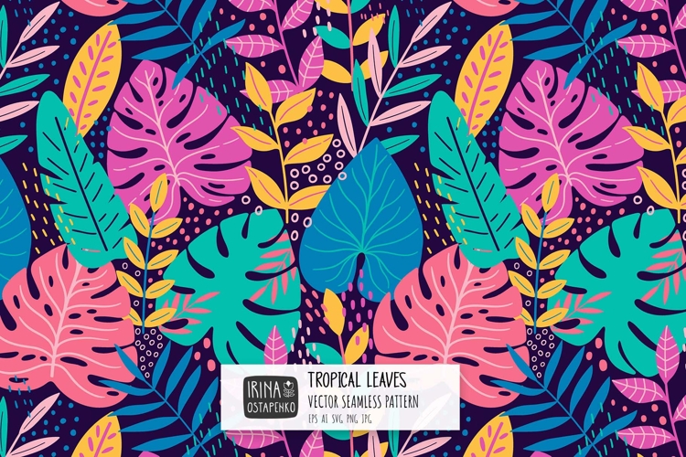 Vibrant Tropical Jungle Leaves Seamless Pattern