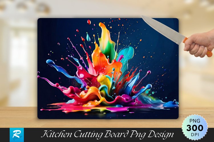 Colorful Abstract Paint Cutting Board Sublimation Design example image 1