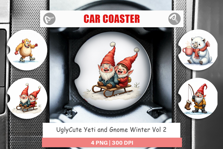 Yeti & Gnome Winter Games Car Coaster