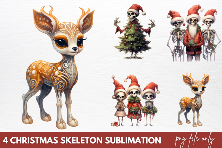 Christmas Skeleton Sublimation PNG