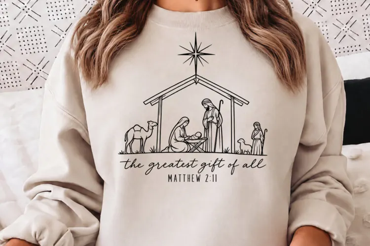 Greatest Gift of All Nativity PNG, Matthew 2:11 Christian Ch