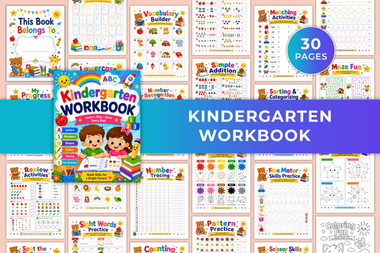 Kindergarten Workbook | Fun Learning, Tracing, Math & Early example image 1