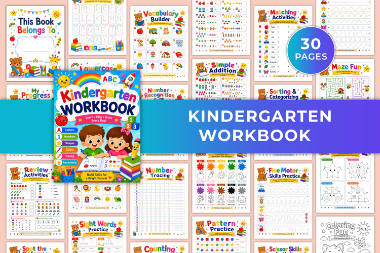 Kindergarten Workbook | Fun Learning, Tracing, Math & Early