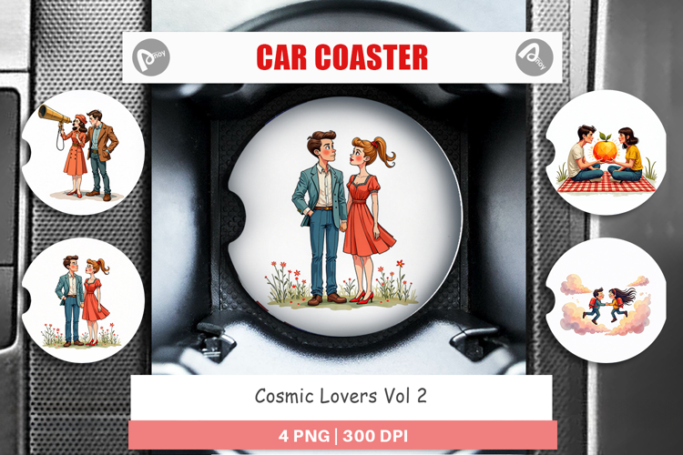 Cosmic Lovers Romance Car Coaster