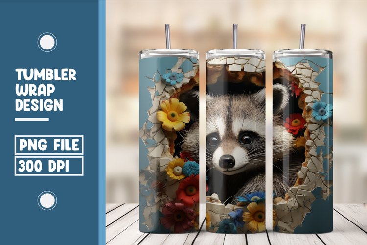 3D Raccoon tumbler warp design example image 1
