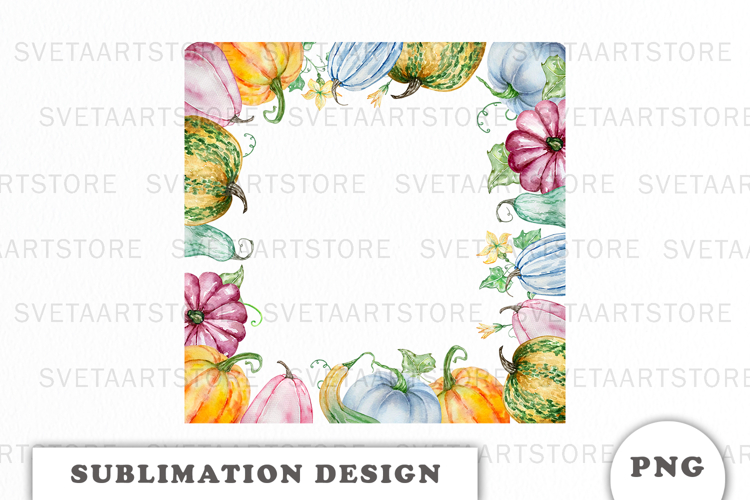 Watercolor Autumn Pumpkins Frame png