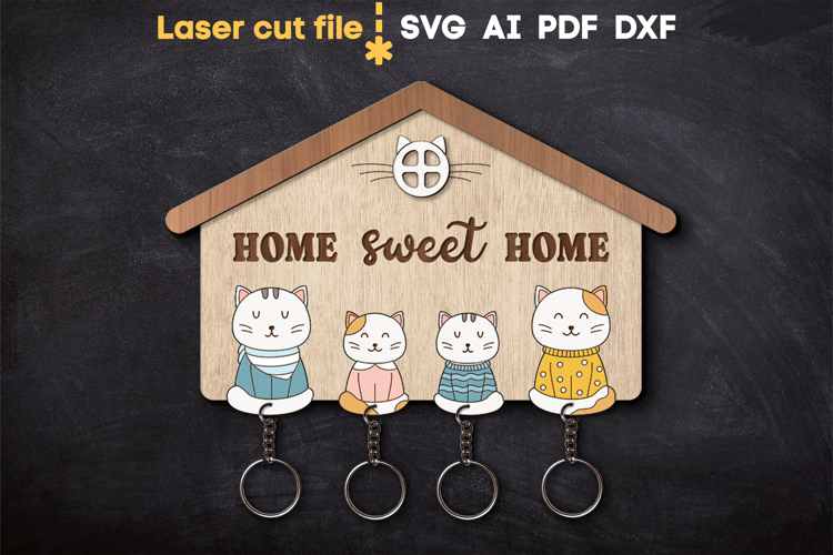 Cats Keyholder SVG laser cut files for Glowforge