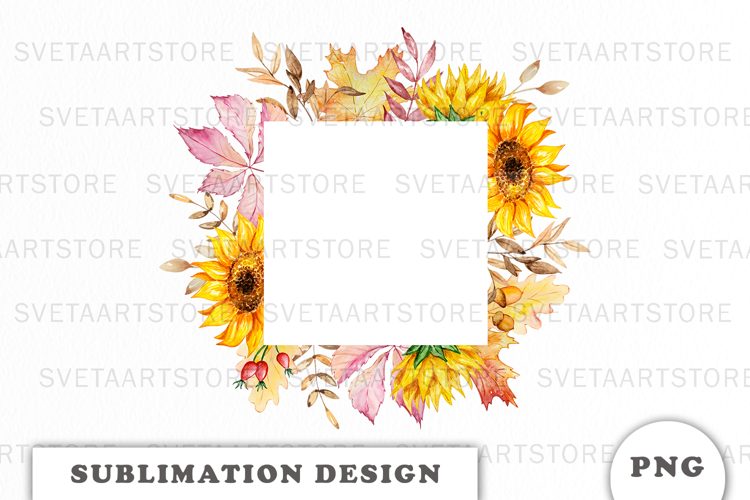 Watercolor Autumn Floral Frame png