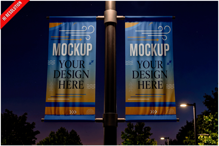 Flag Street Banner Night