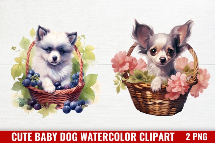 Cute Baby Dog Watercolor Clipart, Cute Baby Dog Clipart