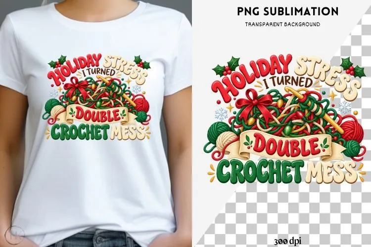 Christmas crochet png design for T-shirts