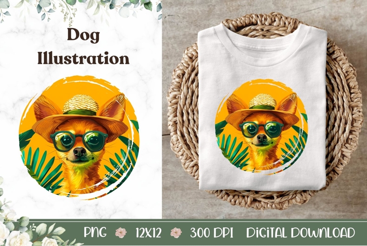 Summer Chihuahua Illustration, Funny Chihuahua Sublimation