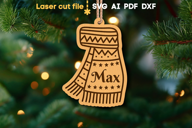 Scarf Christmas Ornament SVG laser cut files for Glowforge