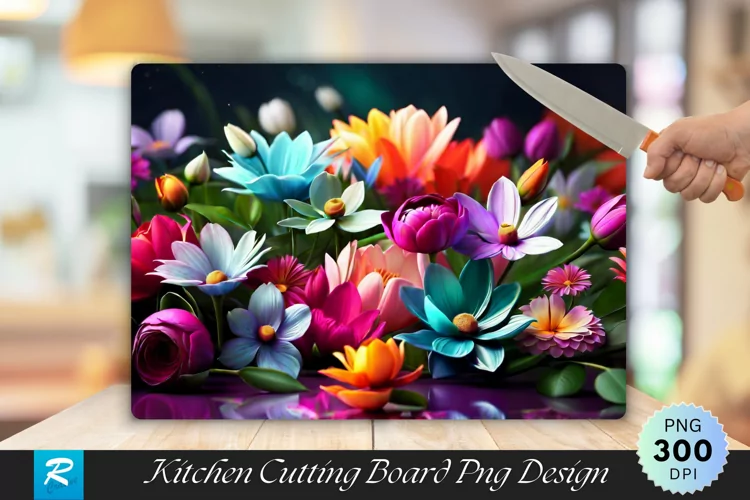 Beautiful Flowers Bloom Cutting Board Sublimation Design