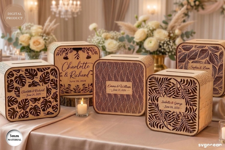 Wedding Card Box Laser Cut Bundle | Gift Box | SVG