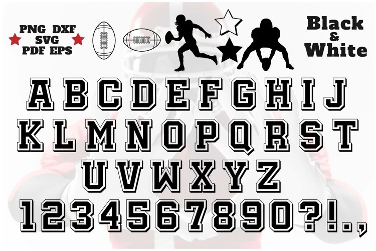 College Alphabet Varsity American Football Alphabet Sports