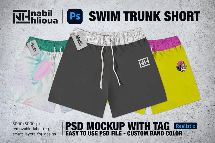 SWIM TRUNK short psd mockup Template for POD