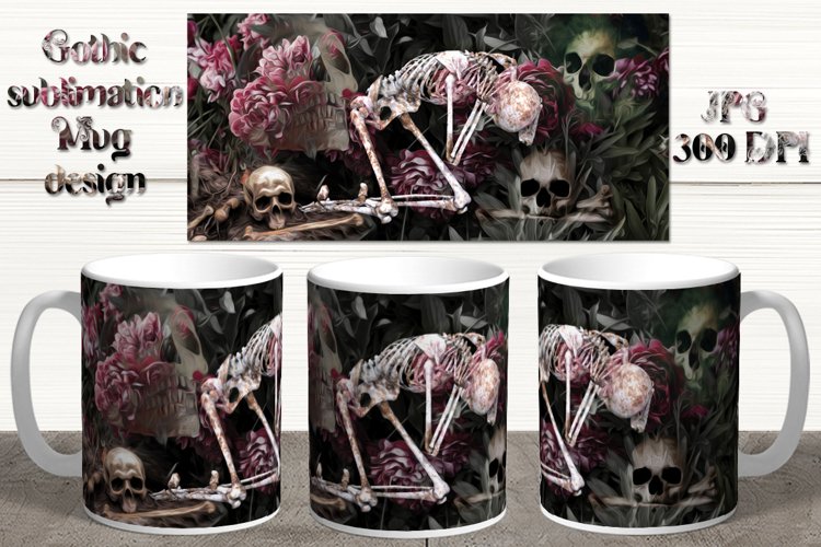 Oil paint Gothic skull design | Sublimation Mug design, JPG example image 1