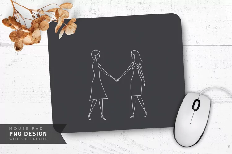 Minimalist Love Line Art Mouse Pad PNG Design