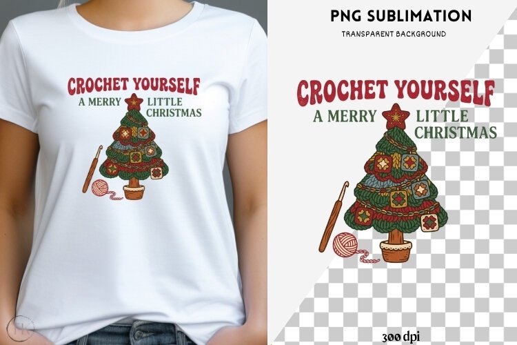 Christmas crochet png design for T-shirts example image 1