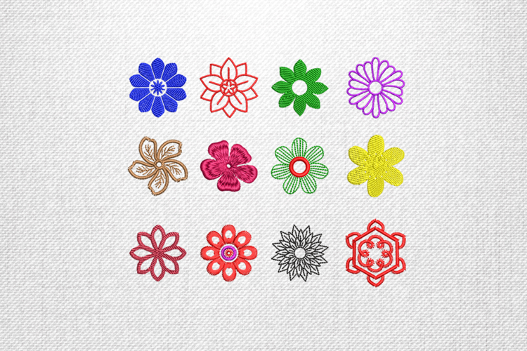 Vibrant Multi Flower Embroidery Motif Design File