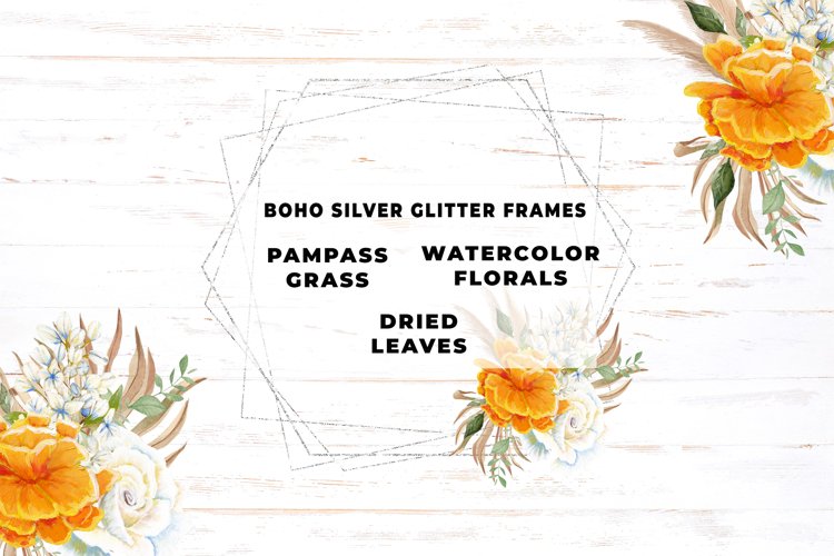 Pampass Grass Glitter Silver Frame example image 1