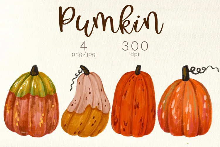 Cute Watercolor Pumpkin PNG, Hand Drawn Halloween