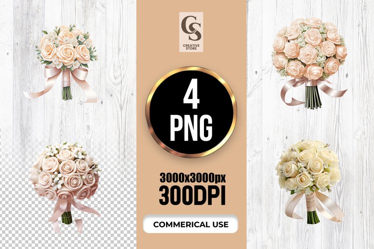 Ivory Rose Bouquet Clipart Sublimation PNG