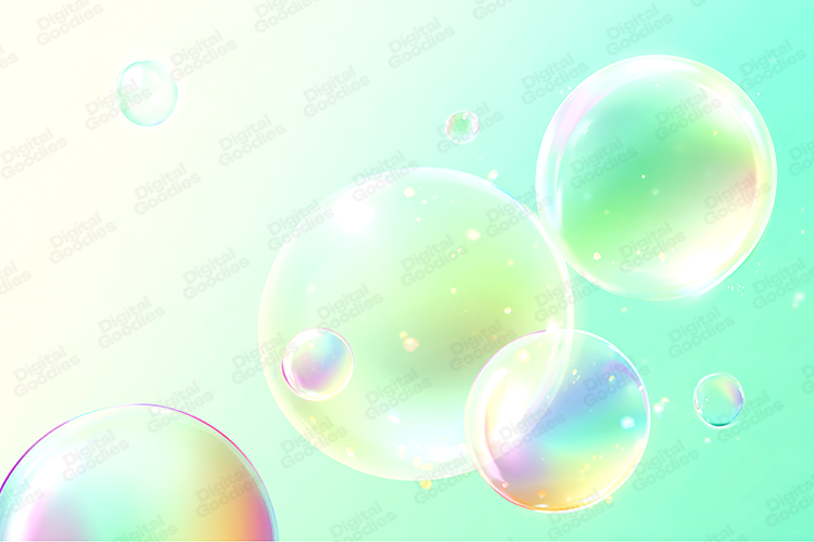 Floating Iridescent Soap Bubbles - Pastel Gradient Backgroun