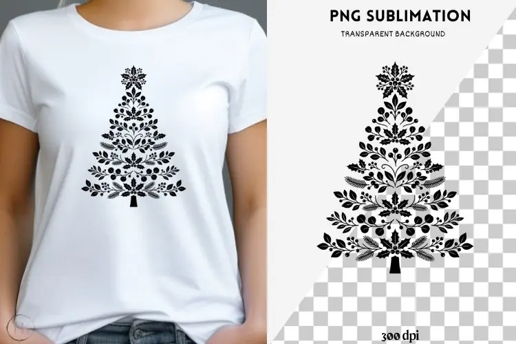 Christmas tree silhouette png design for T-shirts
