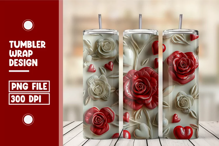 Heart Flower Tumbler Wrap Design