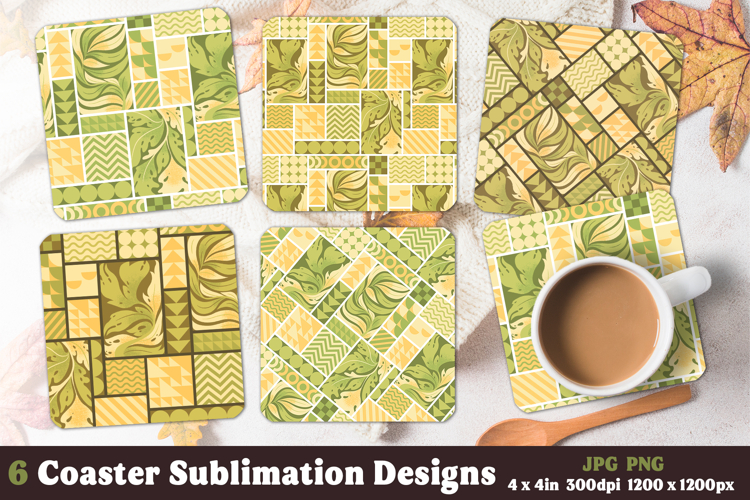 Abstract Autumn Coasters Design, Fall Geometric Sublimation