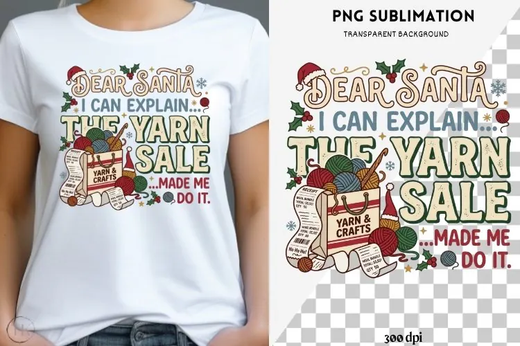 Christmas crochet png design for T-shirts