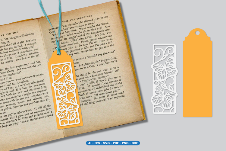 Floral Butterfly Bookmark SVG | Papercut Bookmark Laser Cut