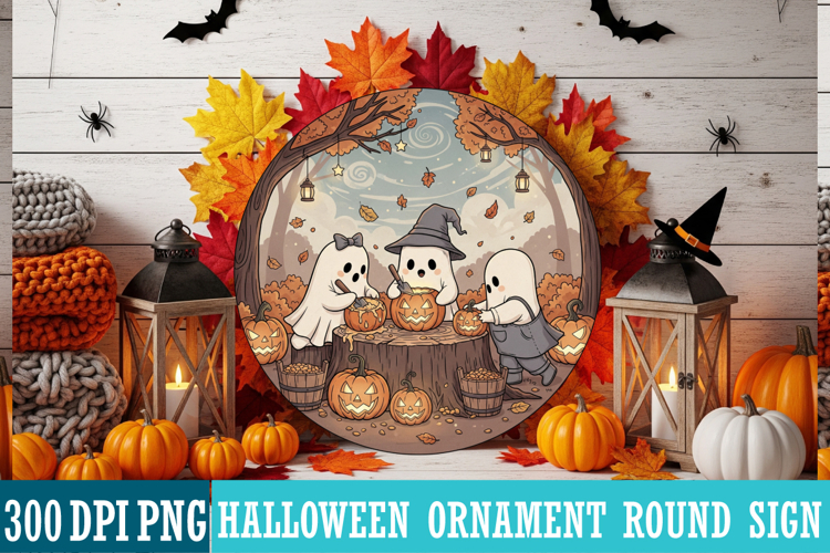 Halloween Ornaments Round Sign PNG, Halloween Round Sign PNG