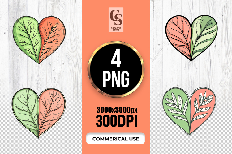 Leafy Heart Clipart PNG