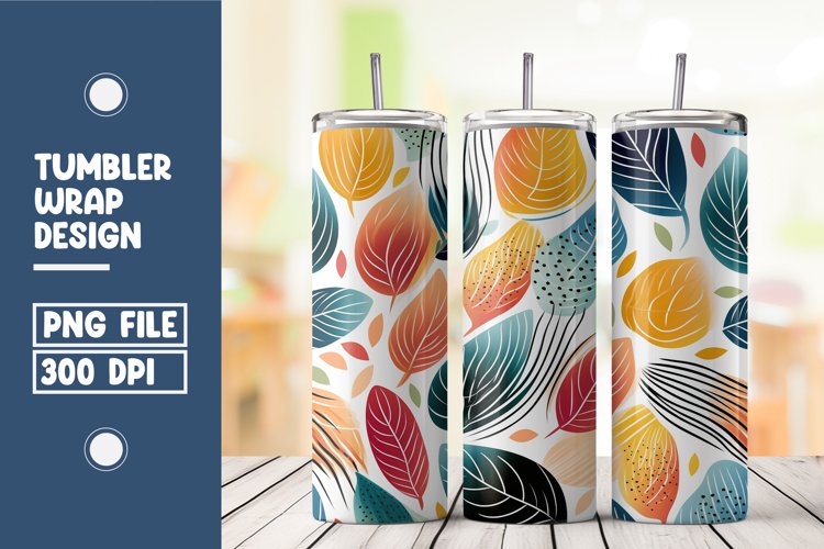 Abstract Shapes And Leaves Tumbler Wrap Sublimation