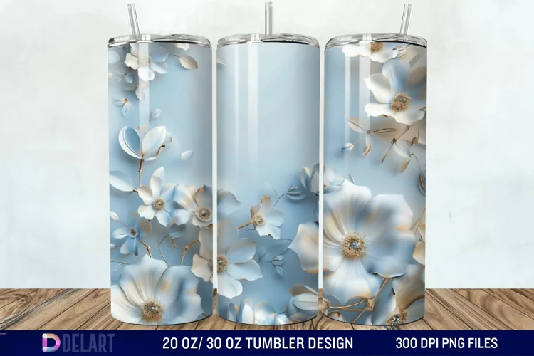 3D Floral Tumbler Wrap