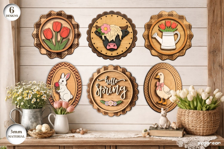 Spring Wall Signs Laser Cut Bundle | Wall Decor | SVG