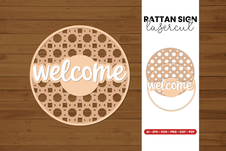 Rattan Sign Lasercut - Lasercut Template
