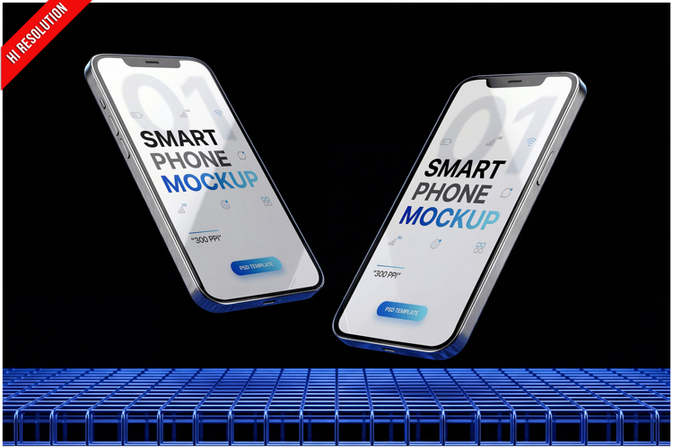 Dual Smartphone Blue Grid