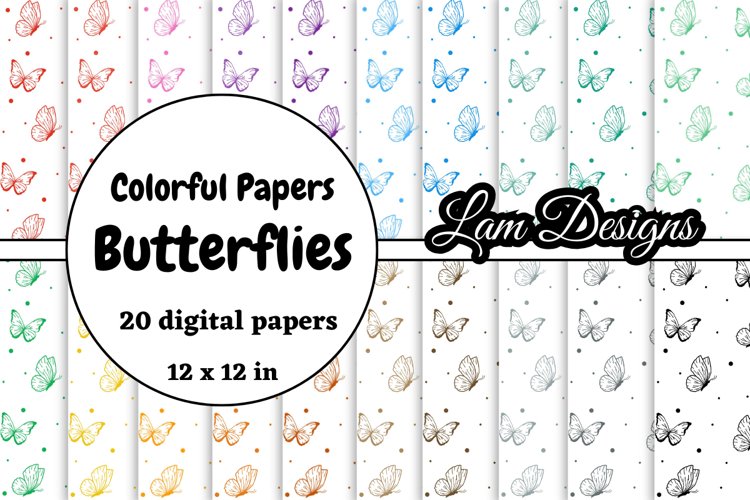 hand-drawn butterflies digital papers (5089048)