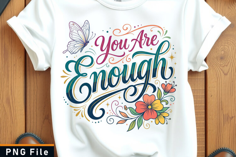 You are enough, Inspirational Quotes PNG sublimation designs example image 1