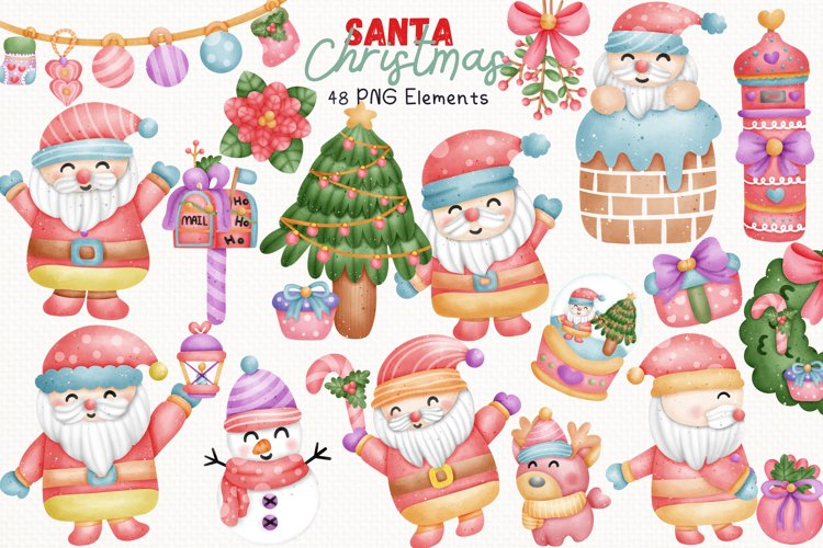 Santa Christmas 48 Cliparts Collection