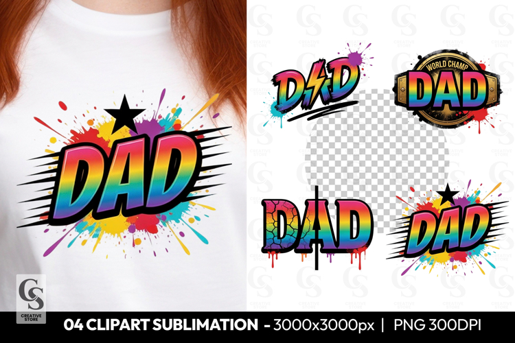 Colorful Dad Sublimation Clipart PNG Design