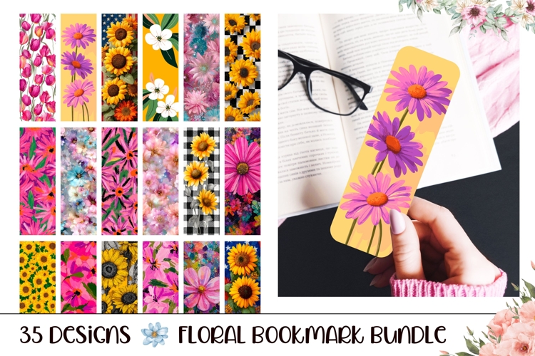 Cartoon Sunflowers Bookmark Bundle, Floral Bookmarks