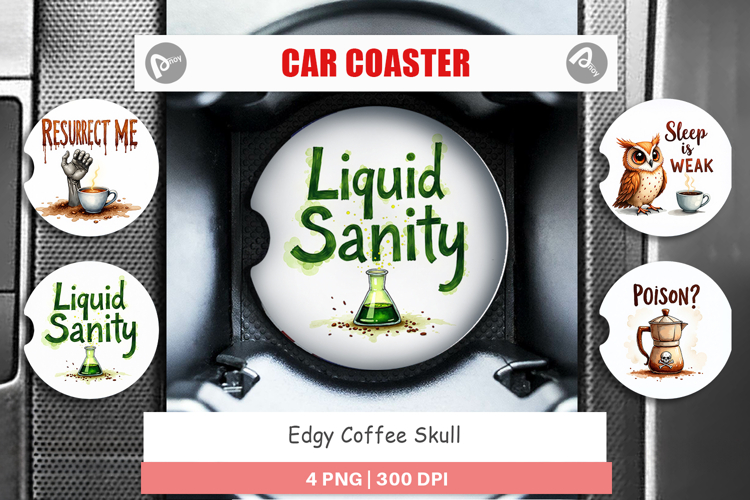 Coffee Skull Humor Quotes Car Coaster